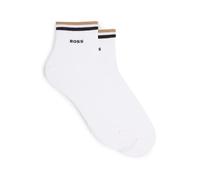 Freizeitsocken BOSS "2P SH Stripe CC", Herren, Gr. 39-42, weiß (weiß 100), Baumwollmischung, unifarben mit Farbeinsatz, elastisch, Socken, mit BOSS Schriftzug (61365666-39) weiß 100
