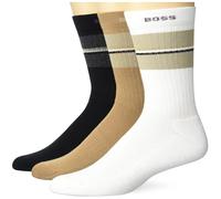 BOSS Herren 3-Pack Iconic Block Stripe Rib Cotton 3er-Pack ikonische Socken aus Gerippter Baumwolle mit Blockstreifen, Camel/White/Pepper Black, 39-47 EU