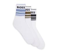 BOSS Herren 3P QS Rib Stripe CC Kurze Socken mit Streifen und Logos im Dreier-Pack Natur101 39-42