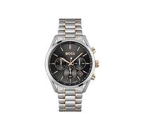 BOSS Herren 44mm Chronograph Quartz Uhr Champion Kollektion mit Schwarzem Zifferblatt und Zweifarbigem Edelstahlarmband, Datumsfunktion, 3 Hilfszifferblätter, 10ATM Wasserdichtigkeit - 1513819