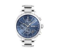 BOSS Herren 44mm Chronograph Quarzuhr Grand Prix Kollektion mit Blauem Zifferblatt und Edelstahlarmband, Datumsfunktion, 3 Hilfszifferblätter, 3ATM Wasserdichtigkeit - 1513478