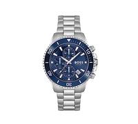 BOSS Herren 45mm Chronograph Quarz Uhr Admiral Kollektion mit Edelstahl-, Silikon- oder Ocean-Plastic-Gewebearmband, Datumsfunktion und 3 Sub-Dials