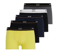 BOSS Herren Trunks, 5er Pack - 5P Essential, Boxershorts, Cotton Stretch, Logo, schwarz, M Schwarz/ Grau/ Gelb
