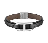 BOSS Jewelry Men's KODE Collection Bracelet with Black Leather and Stainless Steel Closure - 1580783M