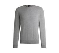 BOSS Herren Botto-L Pullover aus Schurwolle mit Rundhalsausschnitt und Logo-Stickerei Silber XL