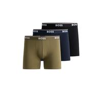 BOSS Herren BoxerBr 3P Power Dreier-Pack eng anliegende Boxershorts aus Stretch-Baumwolle mit Logos am Bund Gemustert983 S