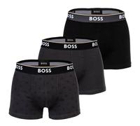 BOSS Herren Boxershorts, 3er Pack - Trunk 3P Power Design, Cotton Stretch, uni/gemustert Schwarz/Grau M