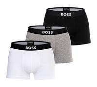 BOSS Herren Boxershorts, 3er Pack - Trunks, Boss One, Cotton Stretch, Logo Schwarz/Grau/Weiß / 2XL XXL Mehrfarbig