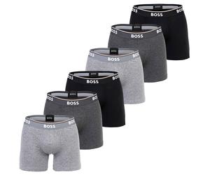 BOSS Herren Boxershorts, 6er Pack - Boxer Briefs 6P Power, Cotton Stretch, Logo Grau 2XL