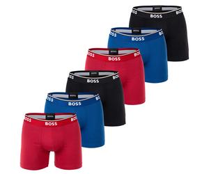 BOSS Herren Boxershorts, 6er Pack - Boxer Briefs 6P Power, Cotton Stretch, Logo Rot/Blau/Schwarz / XL XL Schwarz
