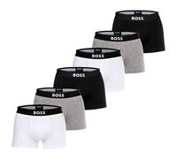 BOSS Herren Boxershorts, 6er Pack - Trunks, Boss One, Cotton Stretch, Logo Schwarz/Grau/Weiß 2XL