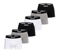 BOSS Herren Boxershorts, 6er Pack - Trunks, Boss One, Cotton Stretch, Logo Schwarz/Grau/Weiß / L L Mehrfarbig