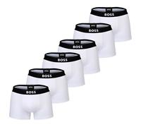 BOSS Herren Boxershorts, 6er Pack - Trunks, Boss One, Cotton Stretch, Logo Weiß / 2XL XXL Weiß