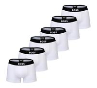 BOSS Herren Boxershorts, 6er Pack - Trunks, Boss One, Cotton Stretch, Logo Weiß S