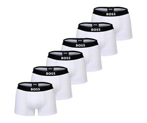 BOSS Herren Boxershorts, 6er Pack - Trunks, Boss One, Cotton Stretch, Logo Weiß XL