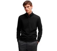 BOSS Regular-Fit Pullover aus Schurwolle mit Reißverschluss am Kragen - Style Ebenji, 50528300 Schwarz L