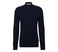 BOSS Herren Ebrando-P Strickpullover mit Troyerkragen aus Baumwolle Dunkelblau M