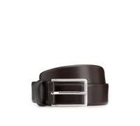 BOSS Herren Erman-L Sz35 Gürtel aus italienischem Leder mit Metalldetails in gebürsteter Silber-Optik Dunkelbraun 85