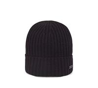 BOSS Herren Fati-M Mütze aus Gerippter Schurwolle mit Logo-Aufnäher