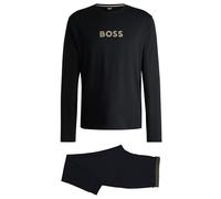 BOSS Herren Gift Long Set Pyjama aus Interlock-Baumwolle mit Folienprint-Logo