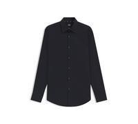 Businesshemd BOSS "Hank", Herren, Gr. 42, N-Gr, dunkelblau404, Popeline, Obermaterial: 96% Baumwolle, 4% Elasthan, unifarben, slim fit normal, Rundhals, 2-Knopf-Manschette mit Schlitz, Hemden, Kentkra