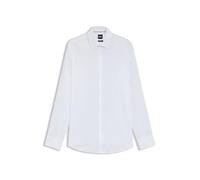BOSS Herren H-HANK-C1-214 Slim-Fit Hemd aus elastischer Baumwoll-Popeline mit bügelleichtem Finish Weiß 40