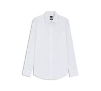 BOSS Herren H-HANK-C1-214 Slim-Fit Hemd aus elastischer Baumwoll-Popeline mit bügelleichtem Finish Weiß 44