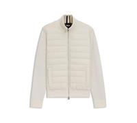 BOSS Regular Fit Sweatjacke mit gesteppter Vorderseite Modell 'HERNESTO' in Offwhite, Größe L