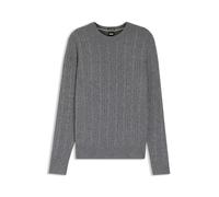 BOSS Pullover aus Wolle mit Kaschmir und Zopfmuster - Style H-Hetico, 50549975 Grau L