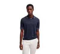 BOSS Kurzärmeliger Strick-Polo-Pullover aus Leinen-Mix mit Reißverschlussleiste - Style H-Jiovanotto, 50537640 Dunkelblau XL
