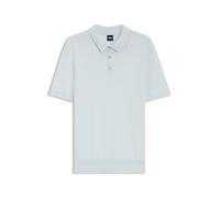 BOSS Herren H-Lurazio Regular-Fit Strick-Poloshirt aus Strukturiertem Gewebe Hellblau L