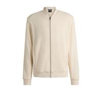 BOSS Herren H-Skiles 60 Piqué-Sweatshirt aus Baumwoll-Mix mit Leinen und Reißverschluss Weiß M