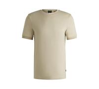 BOSS Herren H-Tessler 145 Slim-Fit T-Shirt aus strukturierter Baumwolle mit Kontrastkragen Hellbeige M