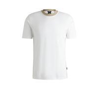 BOSS Herren H-Tessler 199 Slim-Fit T-Shirt aus merzerisierter Baumwolle mit Streifen am Kragen Weiß XXL
