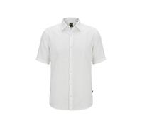 BOSS Orange Kurzarmhemd Herren Regular Fit Kurzarm Leinen weiß, L