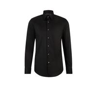 Businesshemd BOSS, Herren, Gr. 42, N-Gr, schwarz (schwarz001), Web, Obermaterial: 100% Baumwolle, unifarben, slim fit normal, 2-Knopf-Manschette mit Knöpfen,mit Schlitz, Hemden, Kentkragen, Slim Fit,