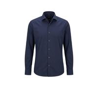 Hugo Boss Hemd Hank Spread Slim Fit Popeline bügelleichtem Baumwoll-Mix Navy Größe 44