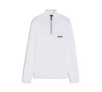 BOSS Pullover aus wasserabweisendem Baumwoll-Mix mit Troyerkragen - Style K_Hydro QZ-1, 50541953 Weiß M