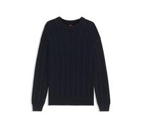 BOSS Pullover Kaktus – Baumwolle, Ripp- und Reis-Struktur, Dunkelblau L