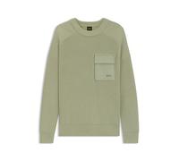 Strickpullover BOSS ORANGE "Kalamaro", Herren, Gr. L, open grün370, Strick, Obermaterial: 100% Baumwolle, unifarben, casual, regular fit hüftlang, Rundhals, Langarm Bündchen, Pullover, mit Brusttasche