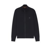 Strickjacke BOSS ORANGE "Kanozip", Herren, Gr. XXXL, blau (dunkelblau404), Feinstrick, Obermaterial: 95% Baumwolle, 5% Kaschmir, unifarben, casual, regular fit hüftlang, Langarm Bündchen, Strickjacken