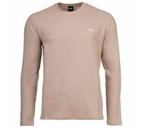 BOSS Herren Langarmshirt, Waffeloptik - Waffle Longsleeve, Langarmshirt, Rundhals, Logo, Baumwollmischung Beige XL