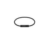 BOSS Geflochtenes Armband aus schwarzem Leder mit Logo-Plakette - Style ARES AIR, HB1580875 Schwarz ONESI