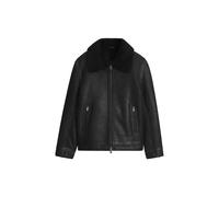 BOSS Genarbte Lederjacke mit Shearling-Kragen - Style H-Morbin, 50570556 Schwarz 48