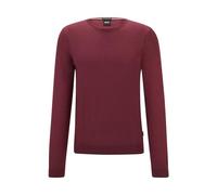 BOSS Herren Leno-P Regular-Fit Pullover aus Merinowolle mit Rundhalsausschnitt Dunkelrot XL