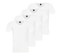 BOSS Herren Modern T-Shirts Cotton Stretch Slim Fit V-Neck 4er Pack, Farbe:Weiß, Artikel:-100 White, Größe:S