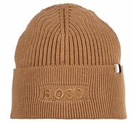 BOSS Herren Mütze mit Wolle - Magico Hat, Beanie, Rippstrick, One Size, Cotton-Mix Beige