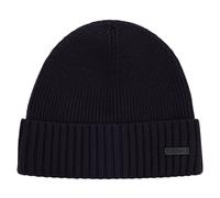 BOSS Herren Mütze, Schurwolle - Fati, Beanie, Rippstrick, One Size, einfarbig Blau
