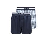 BOSS Herren NOS Boxer EW 2P Pyjama-Shorts aus Baumwoll-Popeline im Zweier-Pack,Blau (Dark Blue 405),L