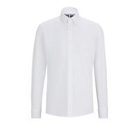 BOSS Herren P-JOE-BD-C1-222 Regular-Fit Jersey-Hemd aus Strukturiertem Baumwoll-Mix Weiß 43